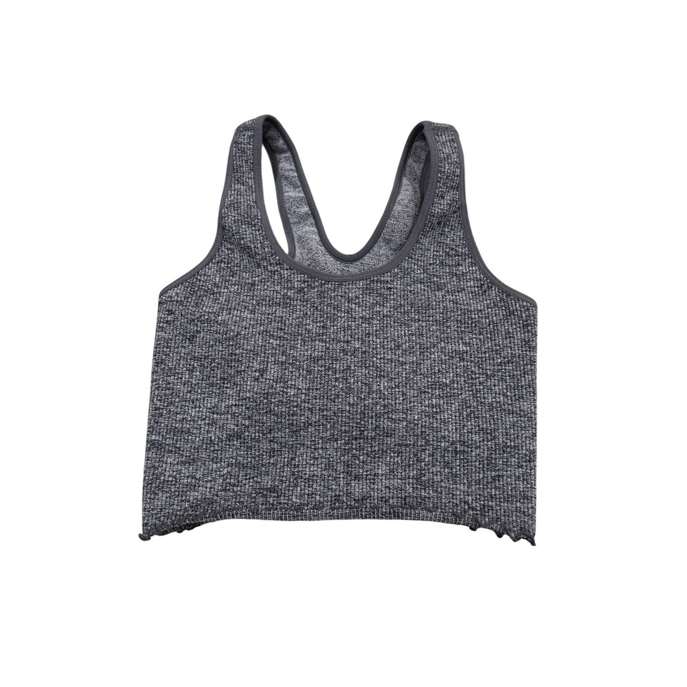 Spiritual Gangster Amor  Racerback Cropped Tank in Black W/Ruffled Trim Size M/L